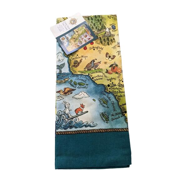 CALIFORNIA MAP SOUVENIR KITCHEN TEA TOWEL, 18X28" 100% COTTON NEW Cute Design - Picture 1 of 8